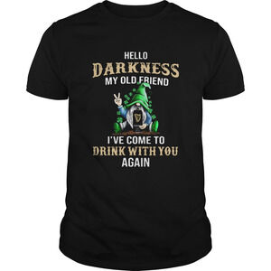 Gnomes Lucky Hug Guinness Hello Darkness My Old Friend Ive Come To Drink  Shirt